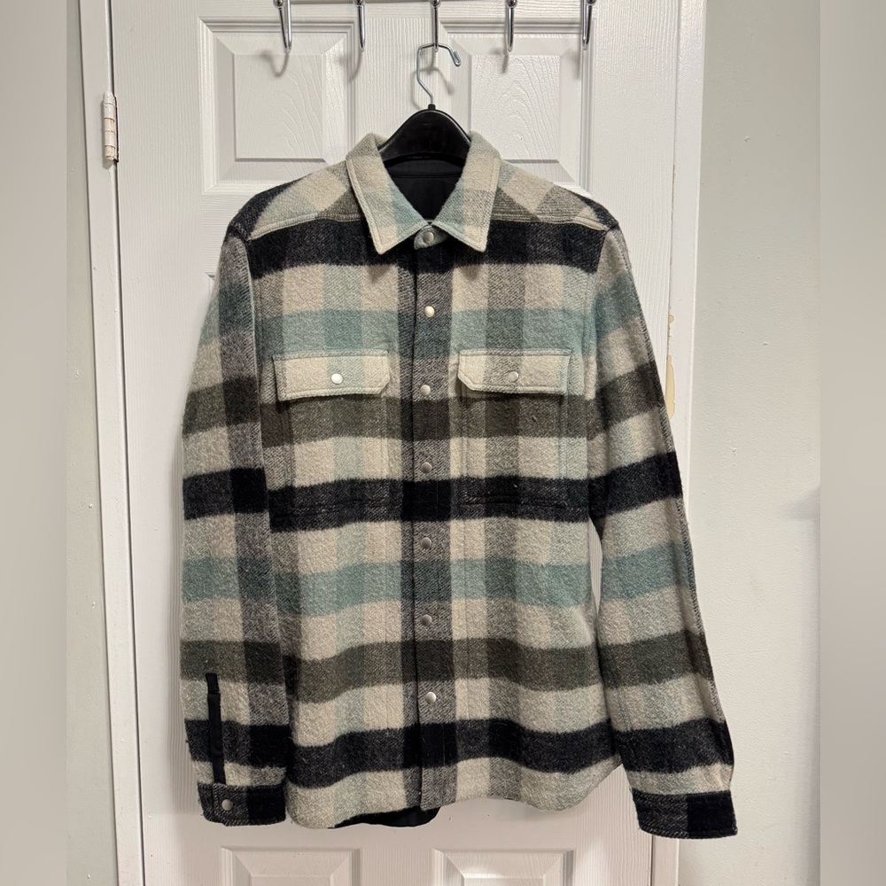 Rick Owens FW22 strobe outershirt pearl plaid wool/alpaca size 52
